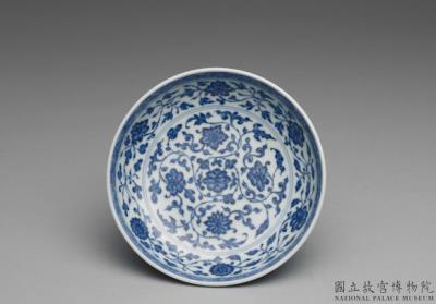 图片[3]-Dish with Indian lotus scrolls in underglaze blue, Qing dynasty, Qianlong reign (1736-1795)-China Archive